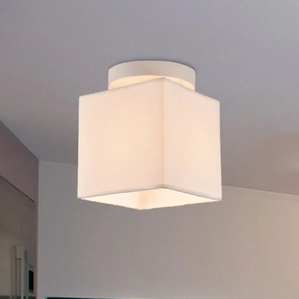 Traditional Black/White Flush Ceiling Mount Light Fixture For Corridor White / Square
