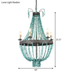 Traditional Blue Stone Hanging Chandelier - 6 Heads Pendant Light For Living Room