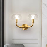 Traditional Brass Bedside Sconce Light With Clear Glass Shade 2 /