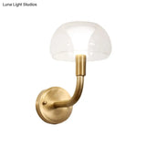 Traditional Brass Bedside Sconce Light With Clear Glass Shade
