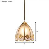 Traditional Brass Ceiling Pendant Lamp With Frosted Glass Dome - 1 Light For Hallways