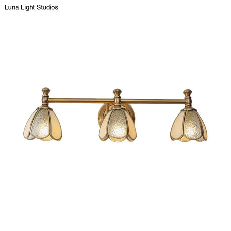 Traditional Brass Floral Vanity Wall Sconce With 2/3 Lights - Bathroom Lighting Fixture