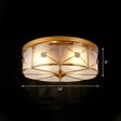 Traditional Brass Floral Water Glass Ceiling Flush Mount Light For Bedrooms / 14’