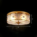 Traditional Brass Floral Water Glass Ceiling Flush Mount Light For Bedrooms / 14’
