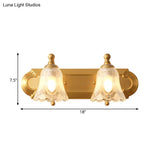 Traditional Brass Metal Vanity Wall Light - 2/3-Light Flower Design Bathroom Mounted Lighting