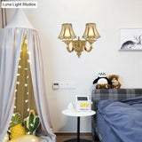 Traditional Brass Metal Wall Sconce Light Fixture For Bedroom