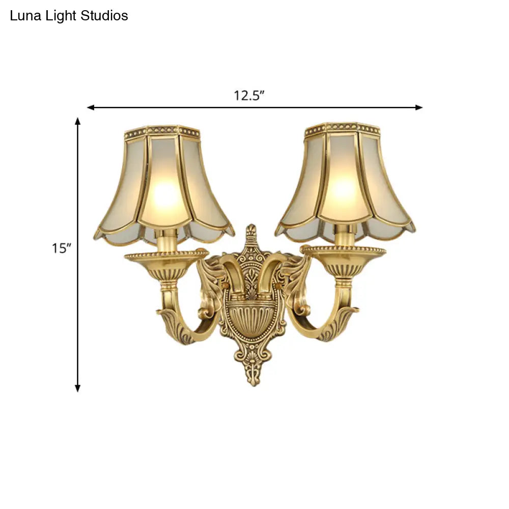 Traditional Brass Metal Wall Sconce Light Fixture For Bedroom