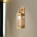 Traditional Brass Metal Wall Sconce Light Fixture For Foyer - 1/3 Head Rectangle Design 18/24.5H /