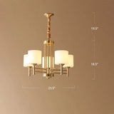 Traditional Brass Pendant Light With White Glass Shade - Elegant Living Room Chandelier 5 /