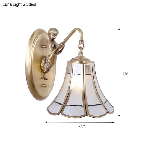 Traditional Brass Trumpet Sconce With Mermaid Design - Wall Mounted Lighting