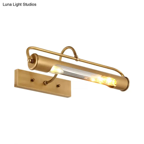 Traditional Brass Tube Vanity Light Fixture - 2 Lights 14/18 Wide