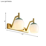 Traditional Brass Vanity Lamp With Frosted Glass Sconce Lights For Bathroom