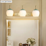 Traditional Brass Vanity Lamp With Frosted Glass Sconce Lights For Bathroom