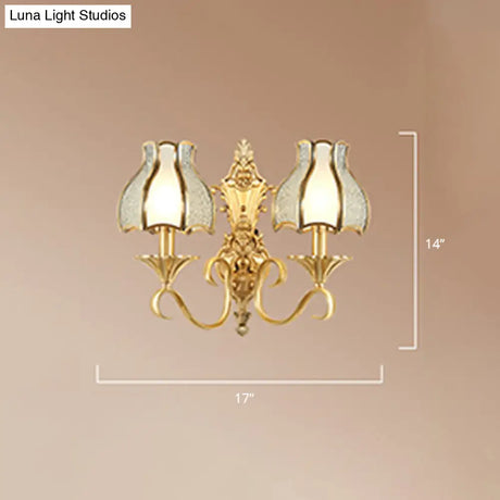 Traditional Brass Wall Mount Light With Beveled Glass - Living Room Fixture
