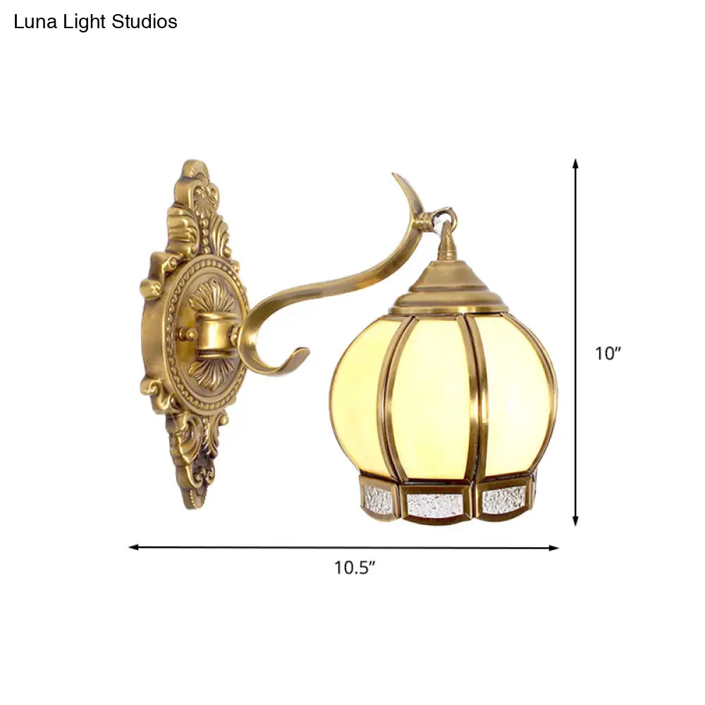 Traditional Brass Wall Sconce Light - 1-Head Metal Fixture For Hallway
