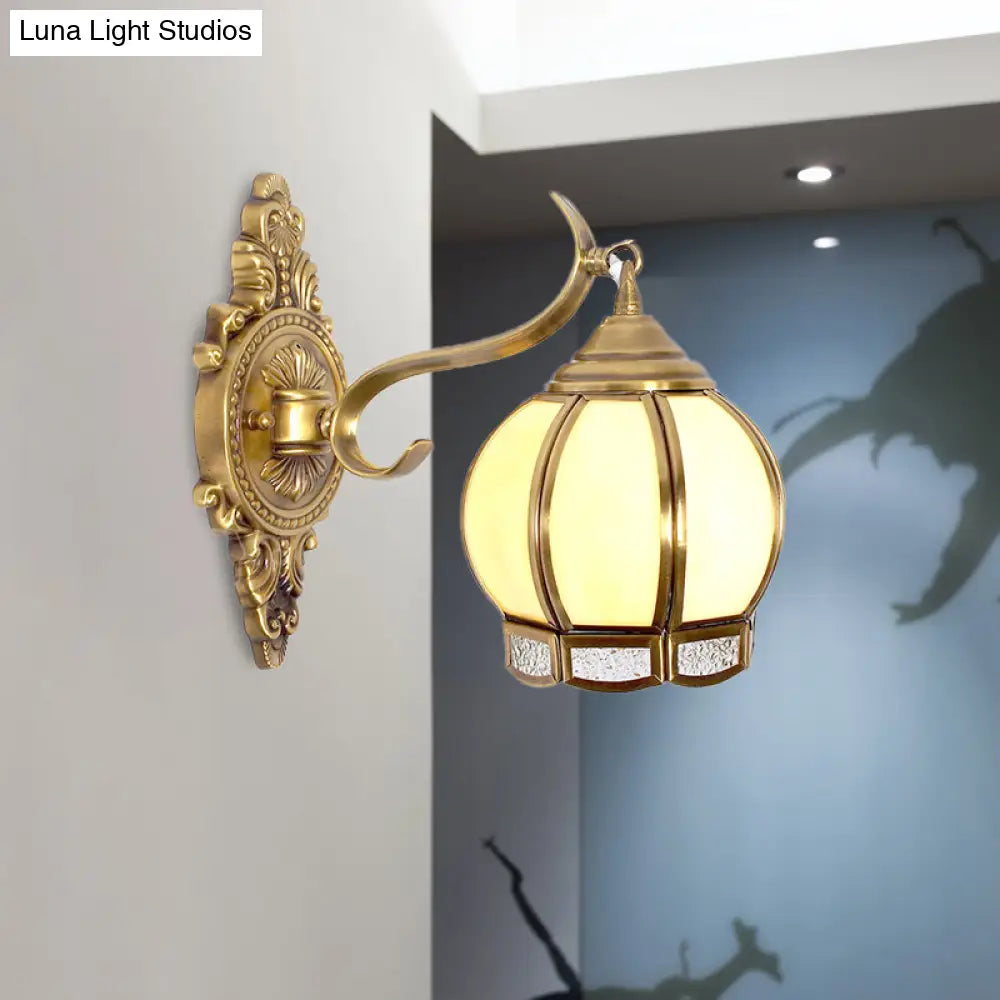 Traditional Brass Wall Sconce Light - 1-Head Metal Fixture For Hallway