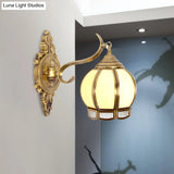 Traditional Brass Wall Sconce Light - 1-Head Metal Fixture For Hallway