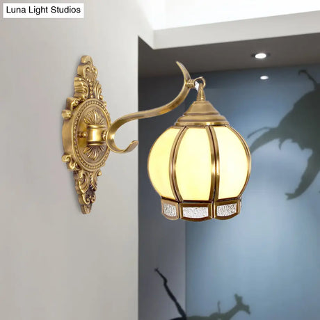 Traditional Brass Wall Sconce Light - 1-Head Metal Fixture For Hallway