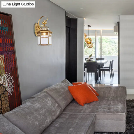 Traditional Brass Wall Sconce Open Bottom Metal Fixture For Living Room