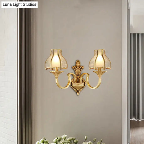 Traditional Brass Wall Sconce With Curving Design - 1/2 Light Fixture For Bedroom