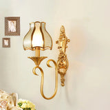 Traditional Brass Wall Sconce With Curvy Design - 1/2 Heads Ideal For Living Room 1 /