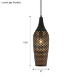 Traditional Bronze Ceiling Pendant Light For Dining Room - 1 Head Metal Jar Lamp