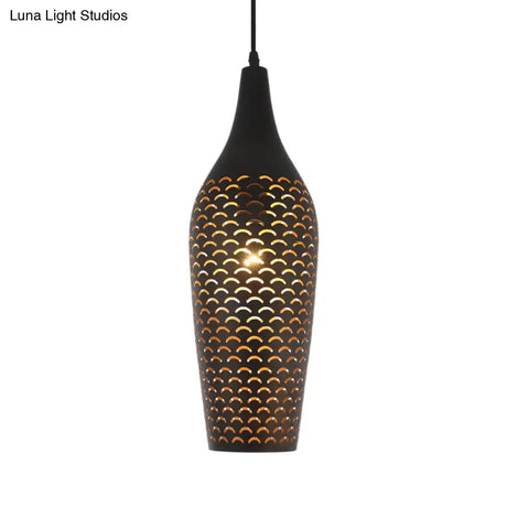 Traditional Bronze Ceiling Pendant Light For Dining Room - 1 Head Metal Jar Lamp