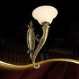 Traditional Bronze Wall Lamp With Scroll Arm Bell White Glass Shade - Kitchen Light Fixture