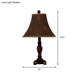 Traditional Brown Fabric Table Lamp With Flared Shade For Bedroom
