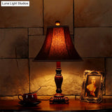 Traditional Brown Fabric Table Lamp With Flared Shade For Bedroom