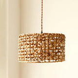 Traditional Brown Rattan Drum Pendant Light | Single Bulb Hanging Lamp for Dining Room Brown