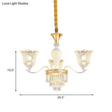 Traditional Clear Crystal Glass Chandelier Lamp - Blossom Bedroom Pendant (3/6-Head) In Gold