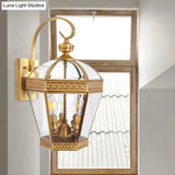 Traditional Clear Glass Pot Wall Lamp Brass Sconce Light Fixture For Bedroom (3 Bulbs)