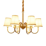 Traditional Conical Living Room Chandelier With Gold Swoop Arm - Fabric 5/6/8-Light Hanging Lamp 6 /