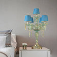 Traditional Crystal Blue Nightstand Lamp With Fabric Shade - Sleep In Style 5/6/7 Bulb Candlestick