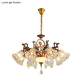 Traditional Crystal Dining Room Chandelier - Bronze Finish 6/8 Bulbs Suspended Lighting Fixture