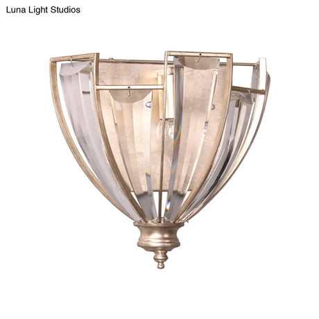 Traditional Crystal Dome Sconce Light - Sleek Contoured Wall Mount