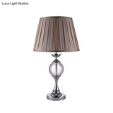 Traditional Crystal Nightstand Lamp With Tapered Pleated Shade 1-Bulb Table Light For Great Room