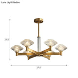 Traditional Crystal Pendant Chandelier With Radial Suspension Lighting - Gold (4/6 Bulbs)