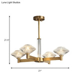 Traditional Crystal Pendant Chandelier With Radial Suspension Lighting - Gold (4/6 Bulbs)