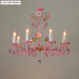 Traditional Crystal Pink Pendant Chandelier - Ceiling Fixture For Living Room (3 5 Or 8 Lights)