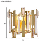 Traditional Crystal Wall Sconce Light With Laser Cut Design - Gold Finish 2 Bulbs Perfect For Living