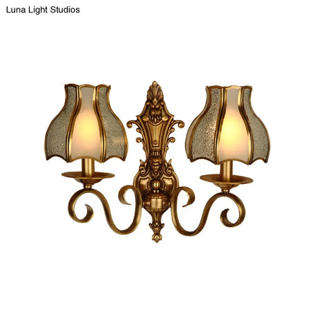 Traditional Curved Brass Wall Sconce With 1/2-Light For Living Room