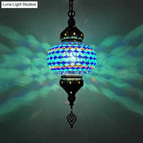 Traditional Cut Glass Oval Pendant Light- Beige/Yellow/Blue- Dining Room Fixture