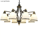 Traditional Dining Room Chandelier - Suspension Pendant Light With White Bell Glass Shade