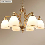 Traditional Dining Room Chandelier - Suspension Pendant Light With White Bell Glass Shade