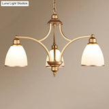 Traditional Dining Room Chandelier - Suspension Pendant Light With White Bell Glass Shade