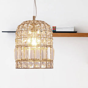 Traditional Dome Crystal Ceiling Pendant Light With Brass Frame - Sizes 9’/14’/18 / 9’