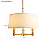Traditional Drum Chandelier Light - White 3 Lights Ideal For Dining Room Pendant Lighting