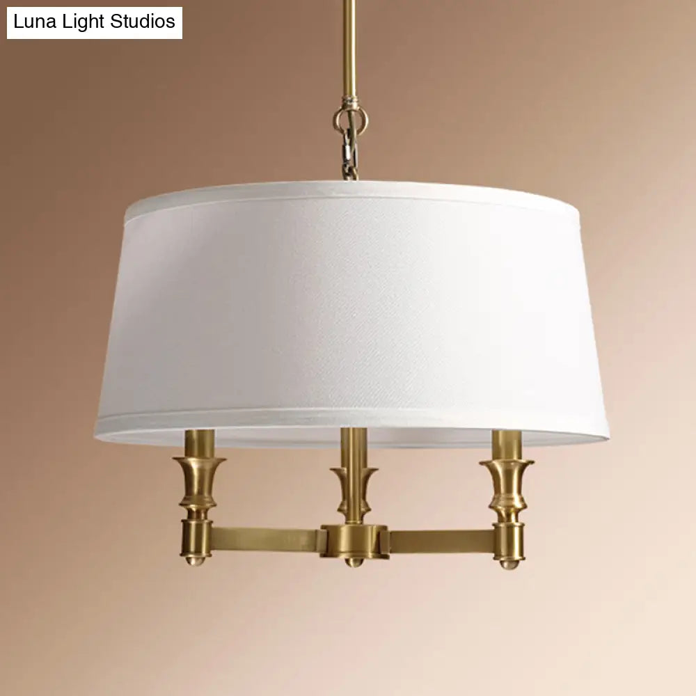 Traditional Drum Chandelier Light - White 3 Lights Ideal For Dining Room Pendant Lighting